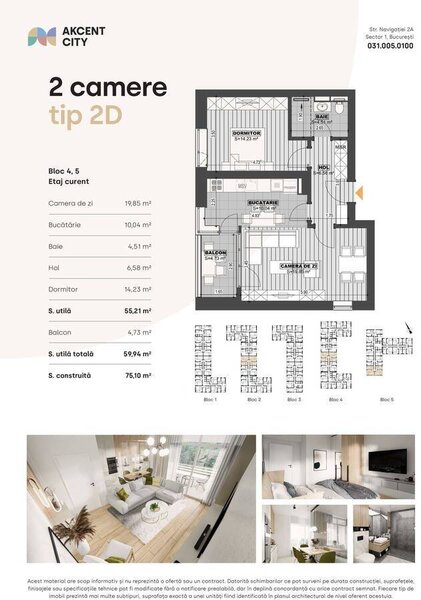 Bucurestii Noi Apartament 2 camere - Metrou Jiului